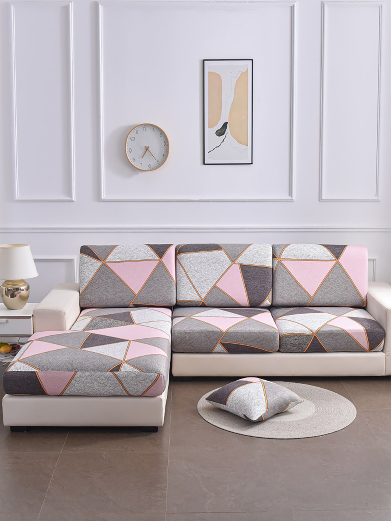 1 pezzo Coprisedile per divano con motivo geo elastico