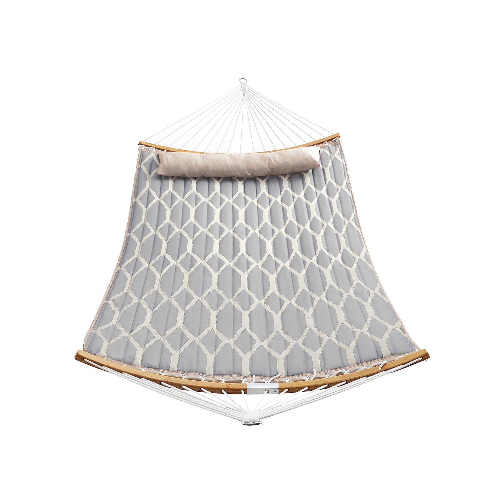 Amaca in Tessuto Trapuntato con Aste Curve in Bambù Rimovibili