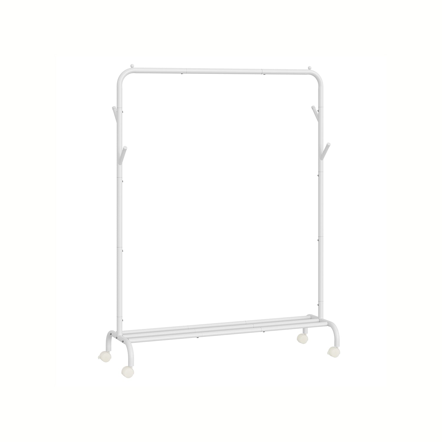 Stand Appendiabiti Singolo in Acciaio con Ruote Bianco