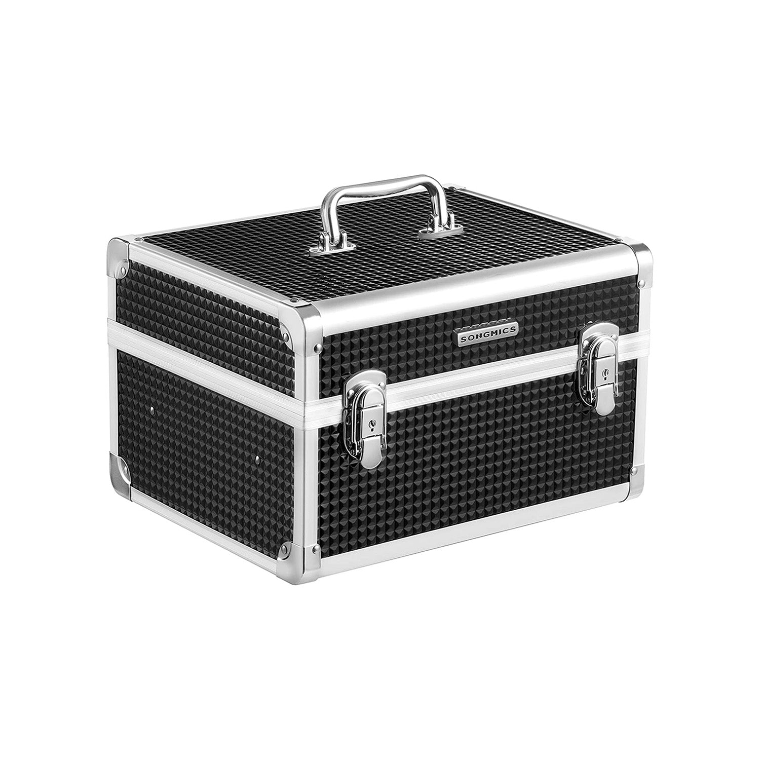 Valigetta per Trucco con Serratura e Vassoio Nero