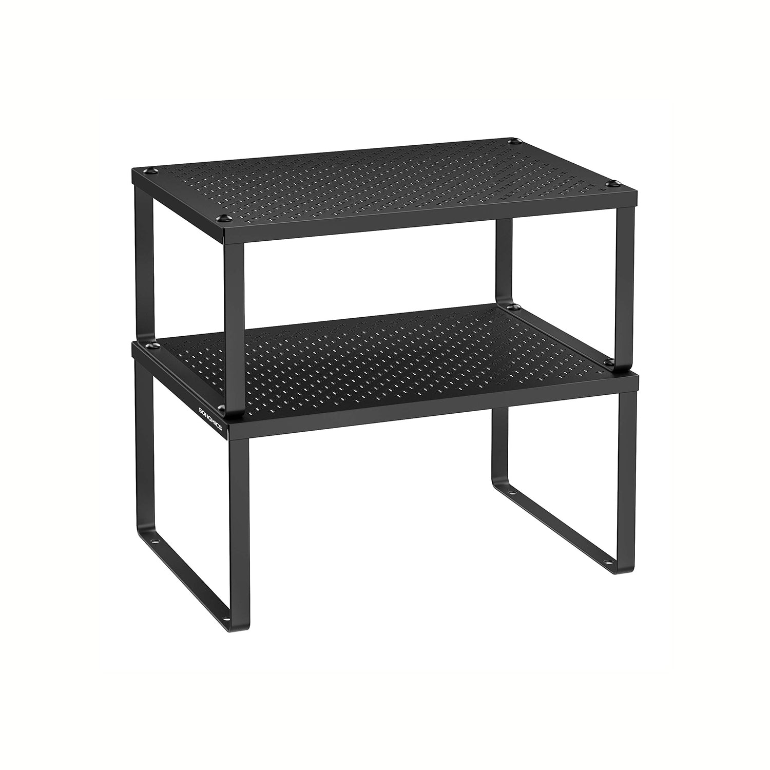 Set di 2 Scaffali Portaspezie da Cucina in Metallo Impilabile Nero