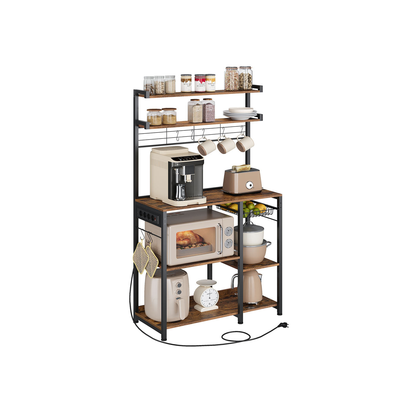 Scaffale da Cucina con Prese di Corrente Ganci a S