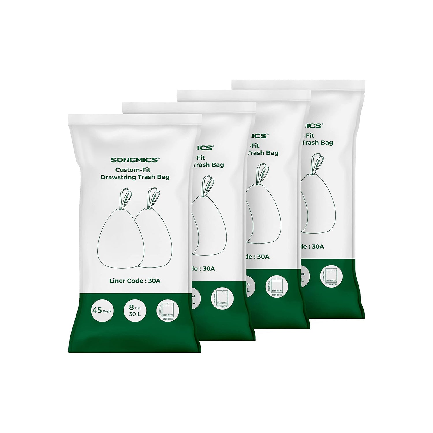 180 Sacchetti per Spazzatura a Cordoncino 30L