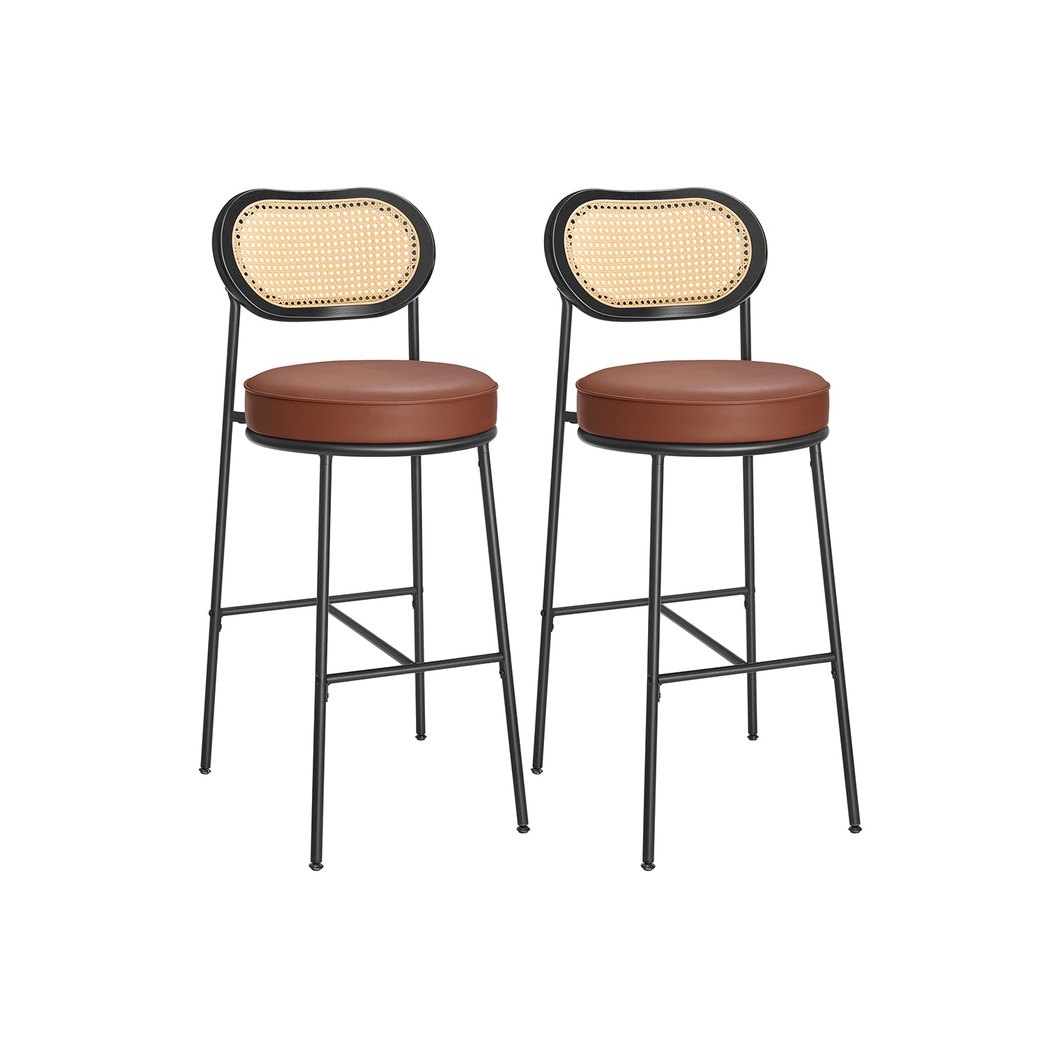 Set da 2 Sgabelli da Bar Sedie da Cucina con Schienale Marrone Caramello