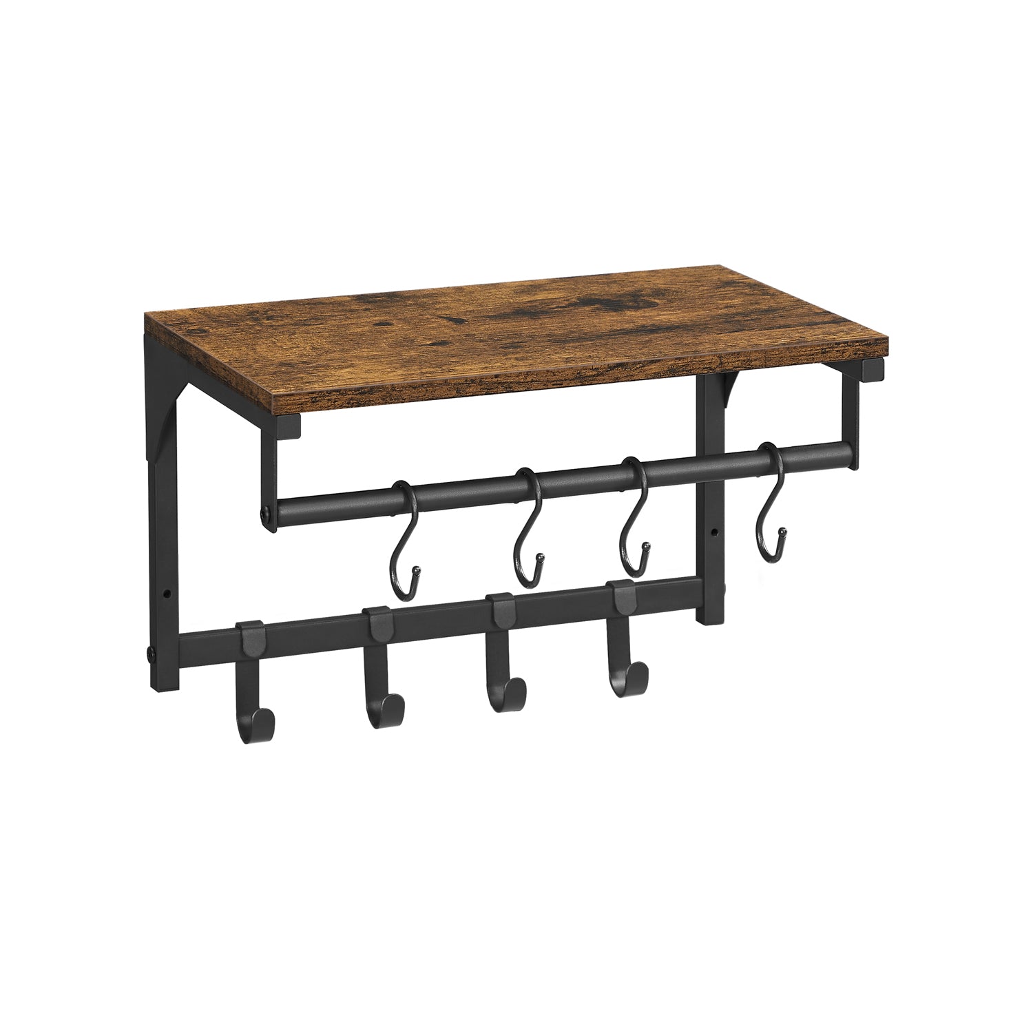 Attaccapanni da Muro con Mensola 40 x 24 x 24 cm Marrone Vintage