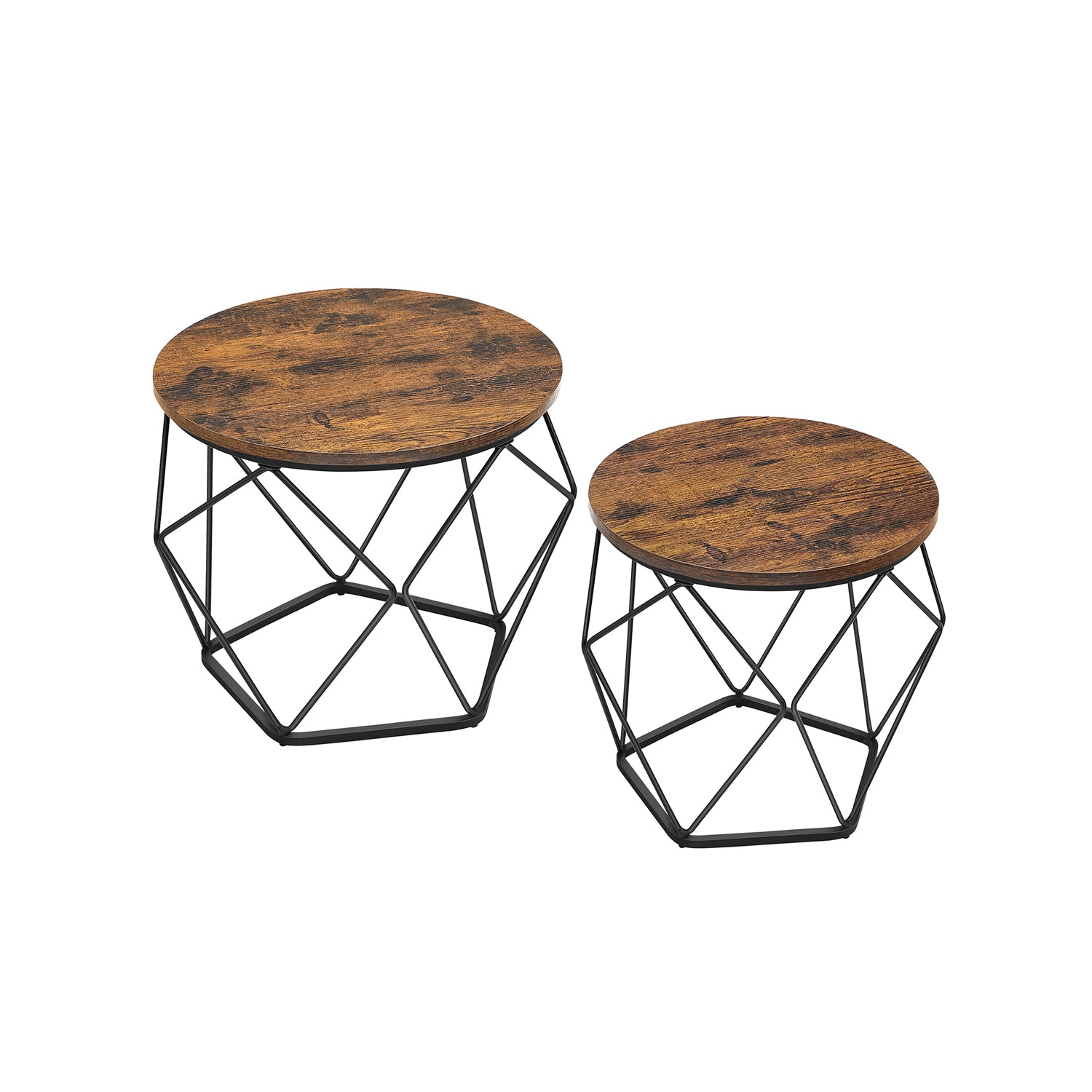 Set di 2 Tavolini ad Incastro con Piano Rimovibile