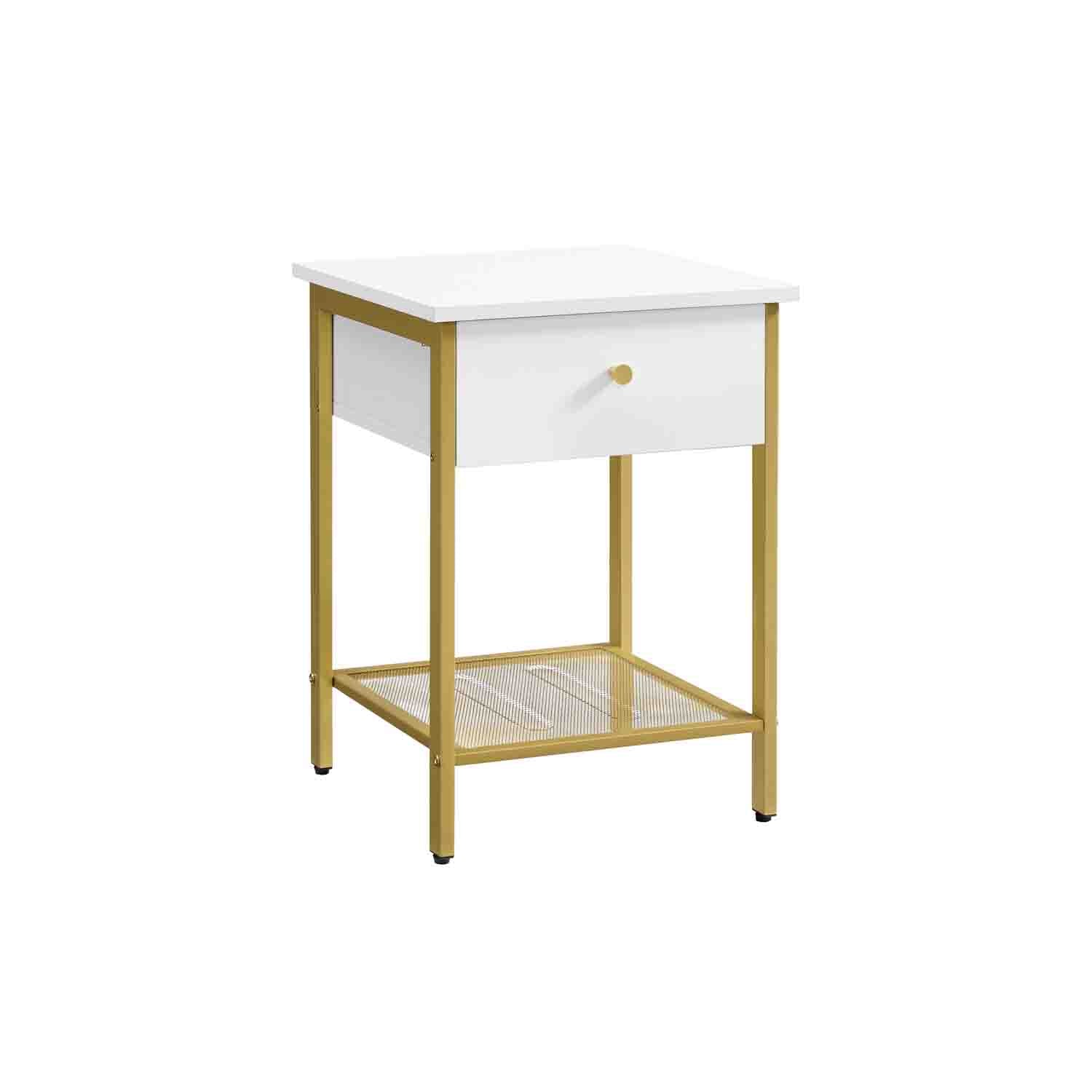 VASAGLE Comodino con Cassetto e Ripiano a Rete