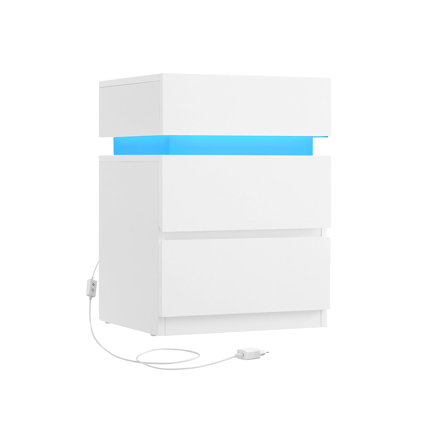 Comodino con Striscia Luminosa di Luci Bianco