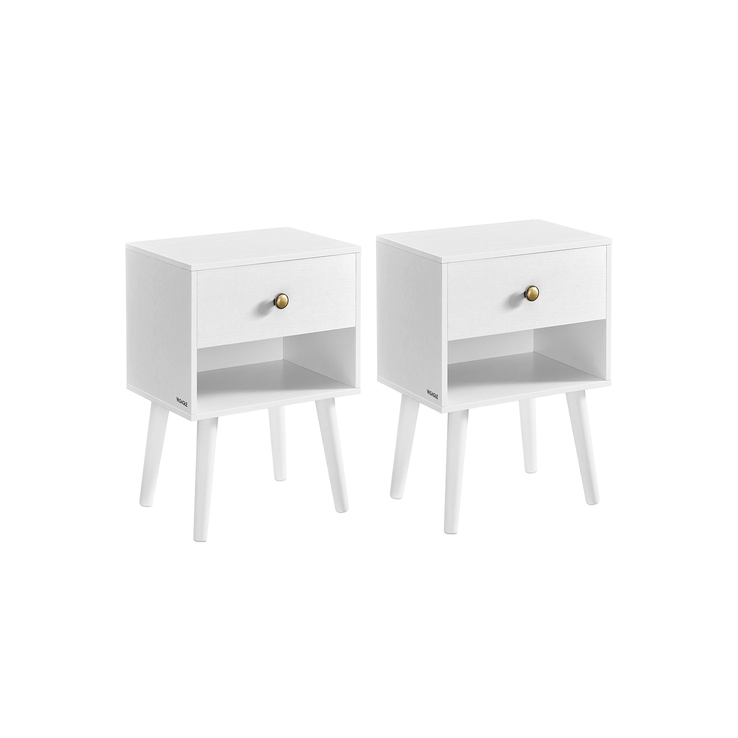 Set di 2 Tavolini con Cassetto e Scomparto Aperto