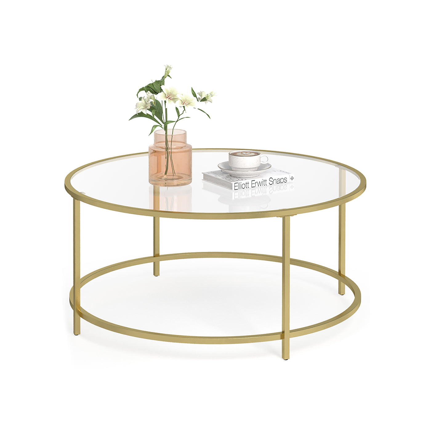 Tavolino Rotondo con Piano in Vetro