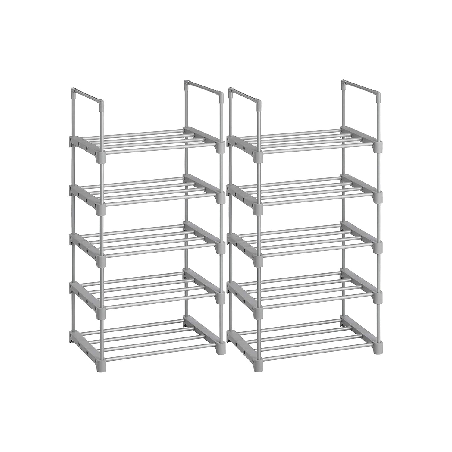 Set di 2 Scarpiere a 5 Ripiani Portascarpe in Metallo