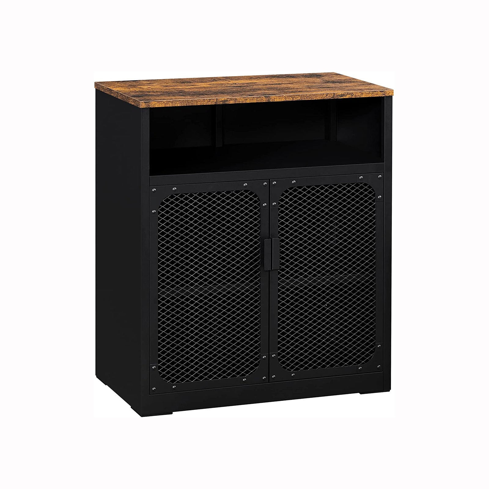 Credenza in Metallo con Ripiano Regolabile Nero
