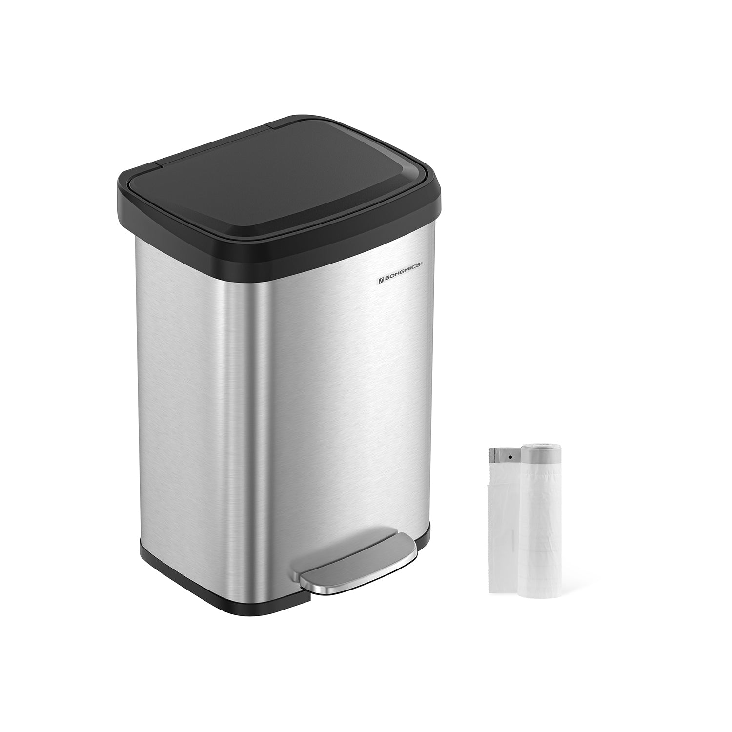 Cestino da Cucina 50L Argento e Nero