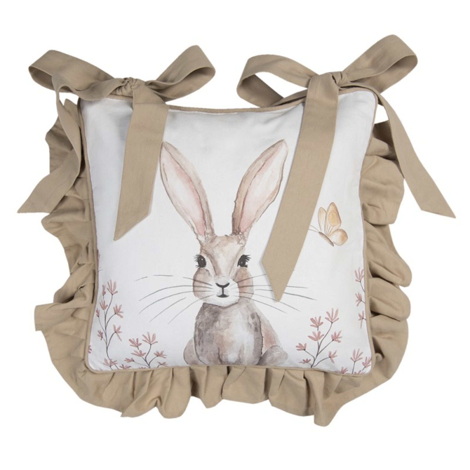 Federa cuscino per sedia con balza motivo coniglio Rustic bunny Clayre & Eef