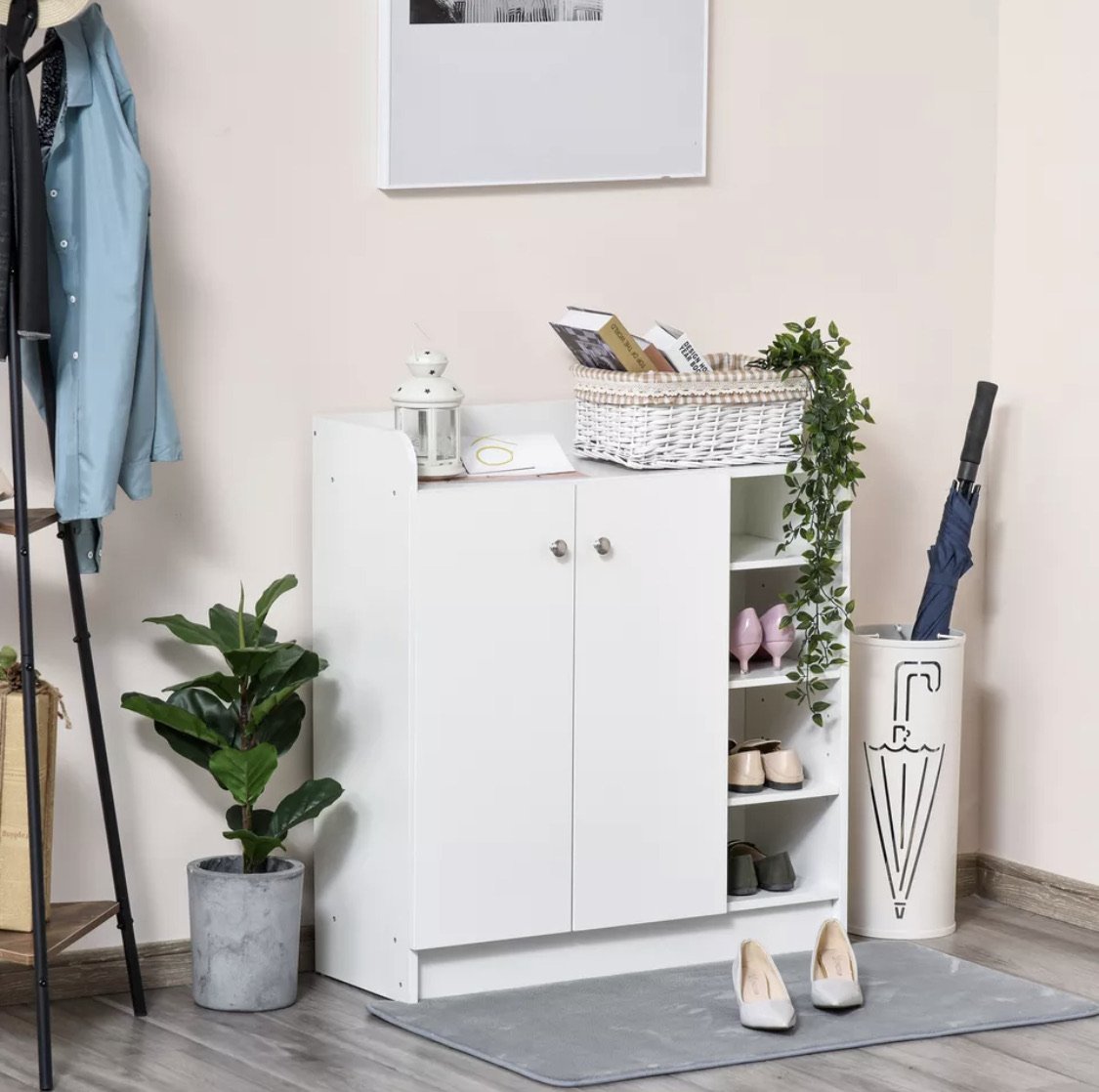 Armadio Scarpiera Bianca Salvaspazio e Moderna in Legno