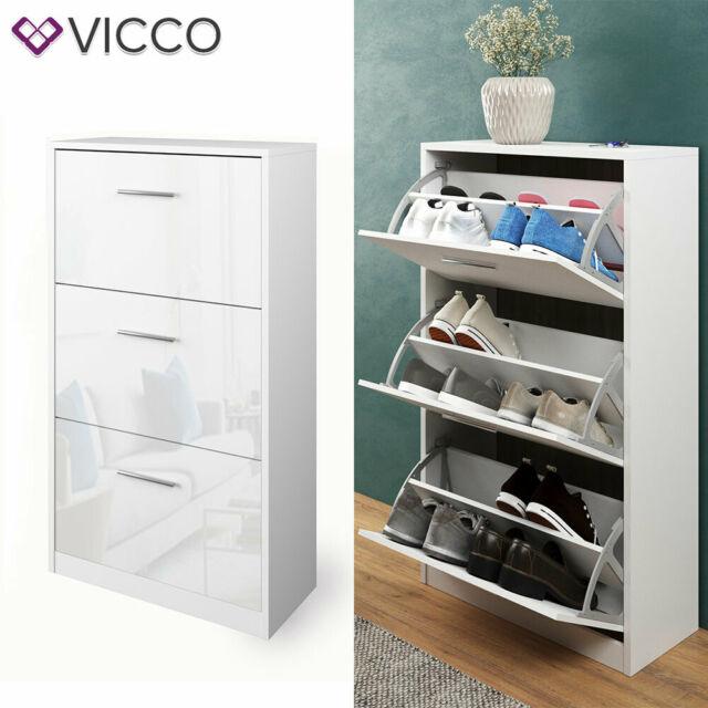 Vicco Scarpiera Gizmo Scarpiera 3 scomparti Scaffale porta scarpe bianco lucido